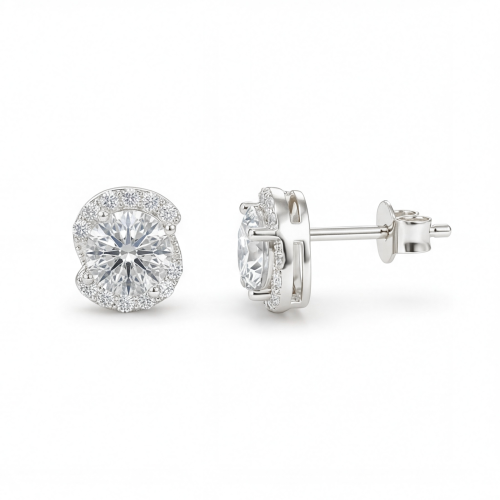 Divine Dots - stiftøredobber med moissanite