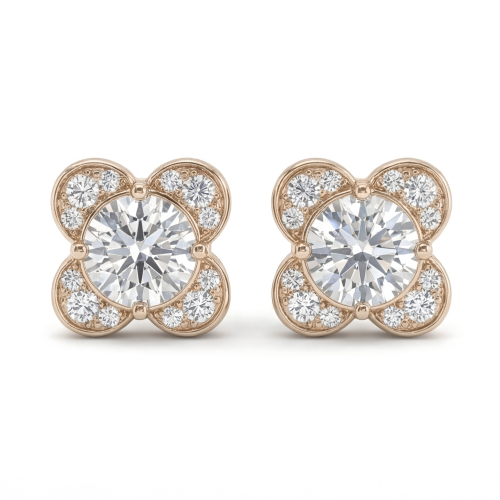 Moissanite Blooms - stiftøredobber med moissanite