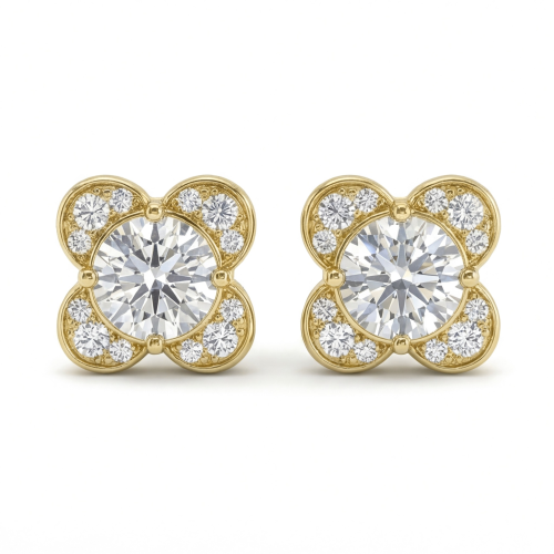 Moissanite Blooms - stiftøredobber med moissanite