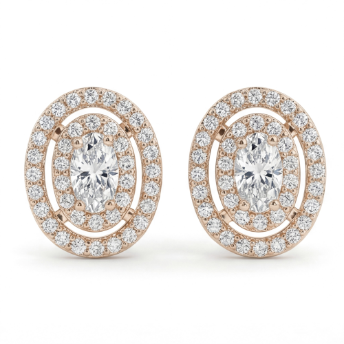 Brilliance - stiftøredobber med oval moissanite i halofatning
