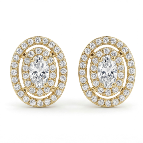 Brilliance - stiftøredobber med oval moissanite i halofatning