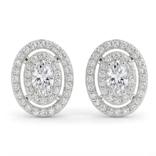 Brilliance - stiftøredobber med oval moissanite i halofatning