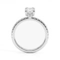 Astra - moissanite-ring med pavéfattede sidesteiner og skjult halo