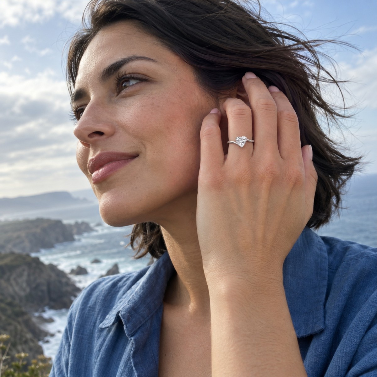 Amora - ensteinsring med hjerteformet moissanite | My Moissanite
