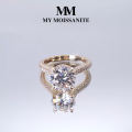 Cassiane - forlovelsesring med moissanite og pavéfattede aksentsteiner