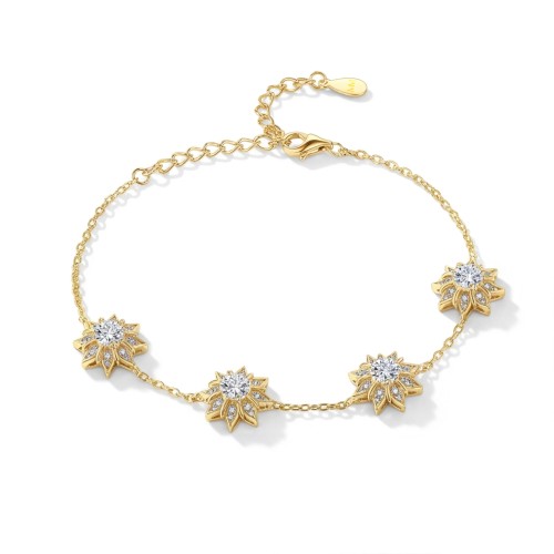 Stellara - floralt moissanite-armbånd med regulerbart kjede