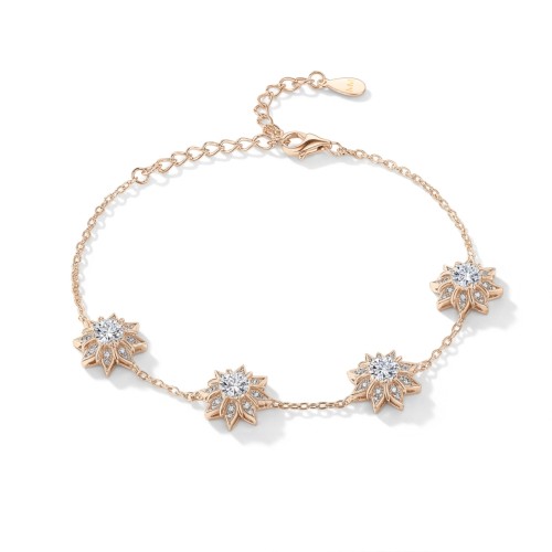 Stellara - floralt moissanite-armbånd med regulerbart kjede