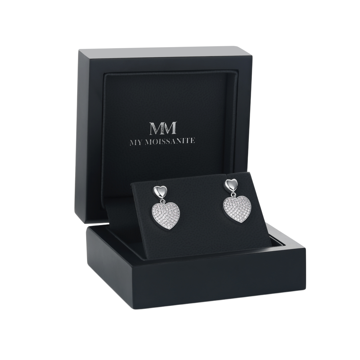 Hearts of Pavé - øredobber med anheng og pavéfattet moissanite