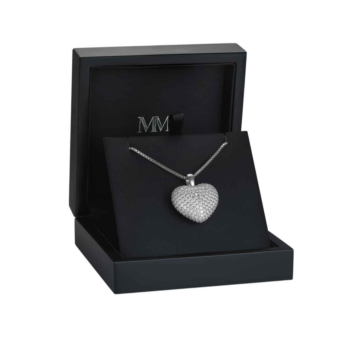 Serenade - hjerteformet pavé-anheng med moissanite