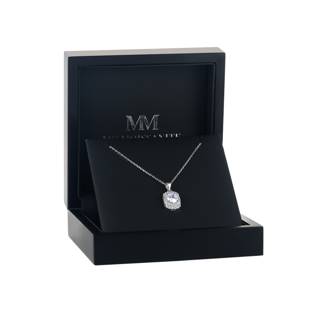Memento - briljantslipt moissanite-anheng i pavé-halodesign