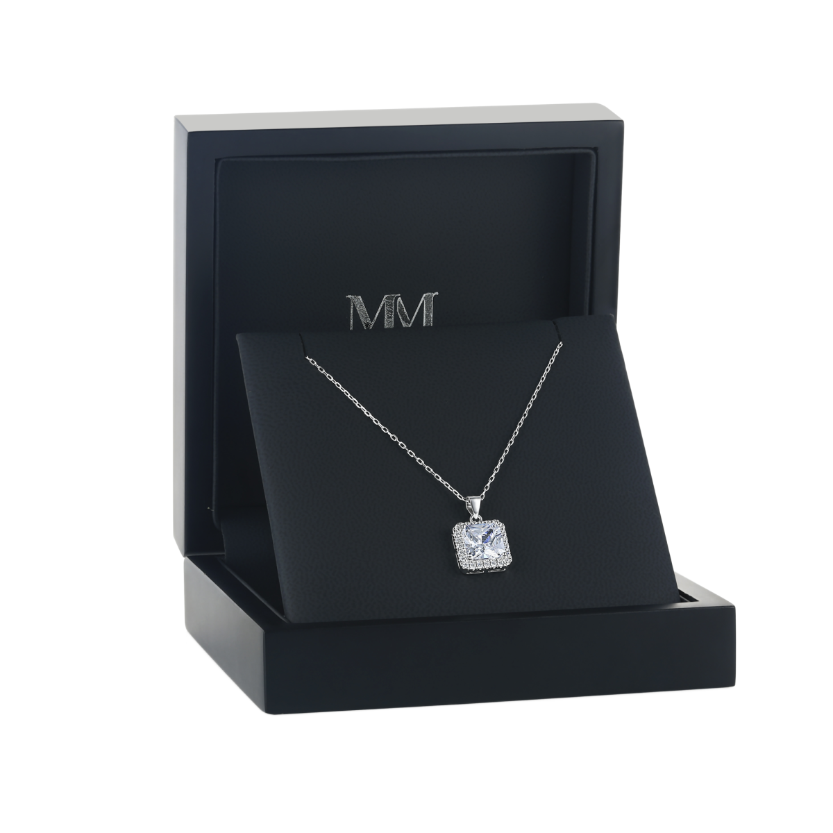 Radiance - halo-anheng med prinsesseslipt moissanite