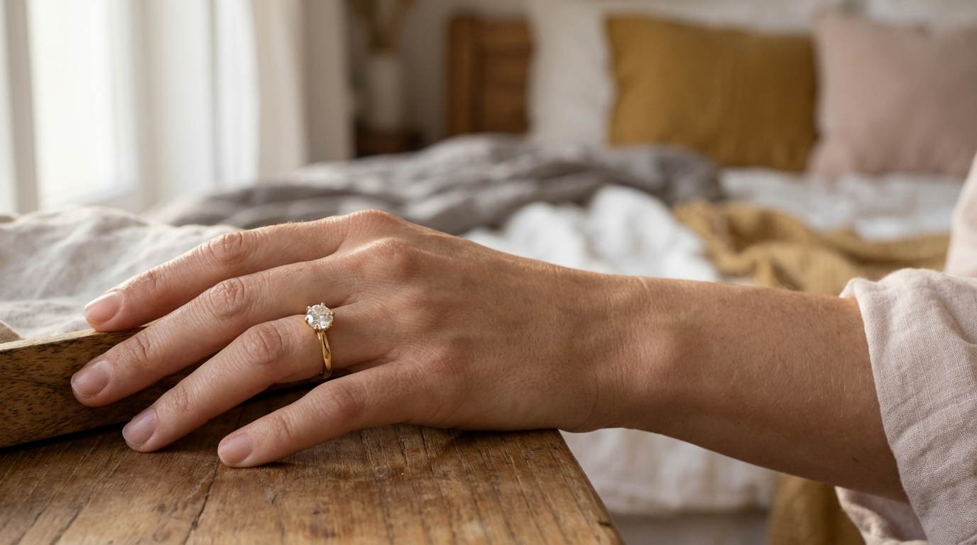 My Moissanite-ring i varmt, naturlig lys